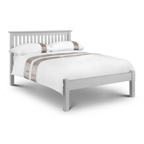 Ballari Wooden Double Size Low Foot Bed In Dove Grey Lacquer