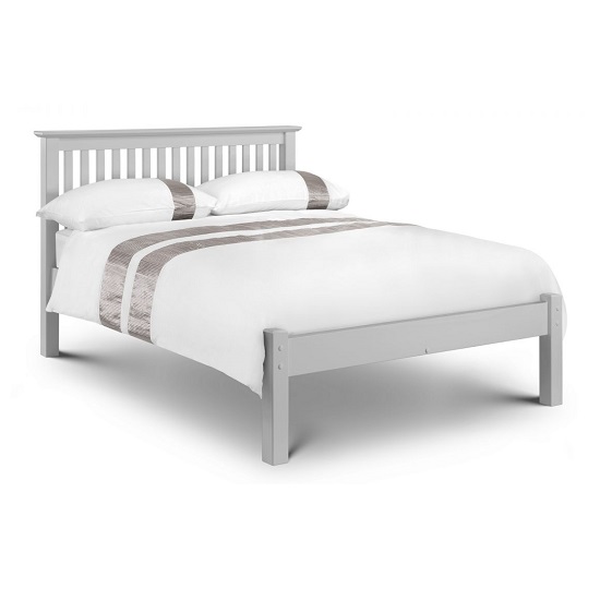 Photo of Ballari wooden double size low foot bed in dove grey lacquer