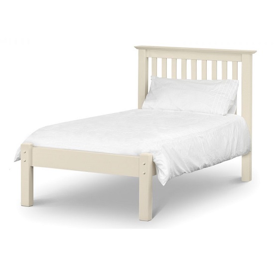 Read more about Ballari wooden single low foot bed in stone white