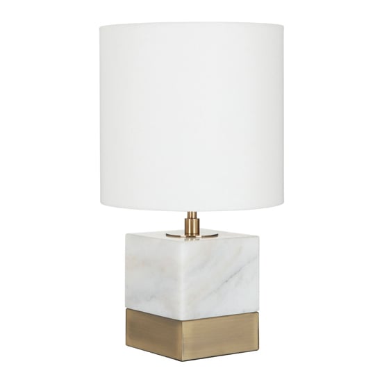 Read more about Vencro white fabric shade table lamp with white marble base