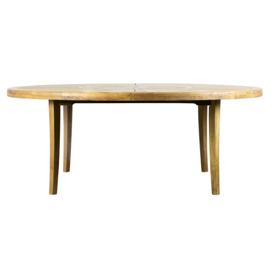 Vendro Outdoor Round Wooden Dining Table In Natural