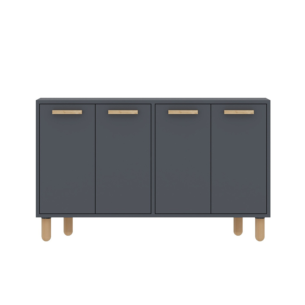 Venedik Wooden Sideboard with 4 Doors in Anthracite