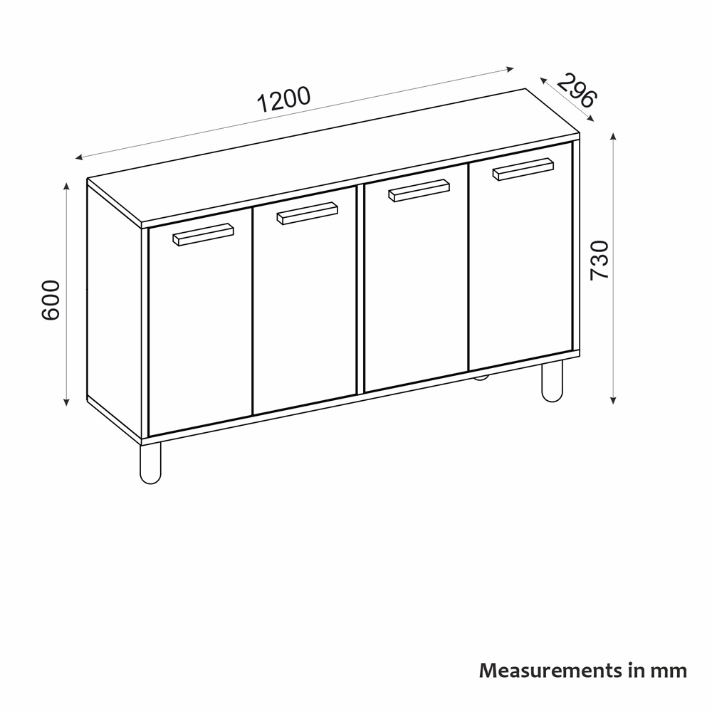 Venedik Wooden Sideboard with 4 Doors in Walnut