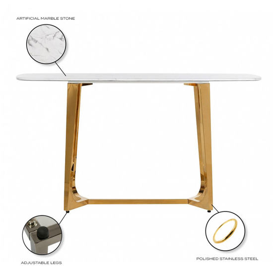 White Marble Console Table With Gold Steel Legs Furniture in