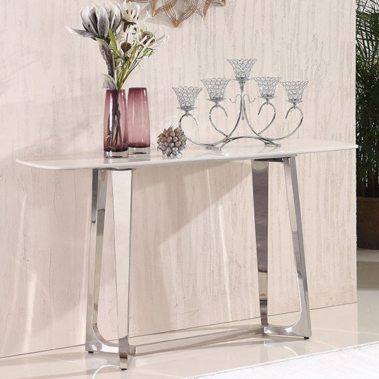 White Marble Console Table With Silver Steel Legs Furniture in