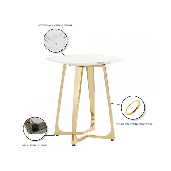 White Marble Side Table With Gold Stainless Steel Legs