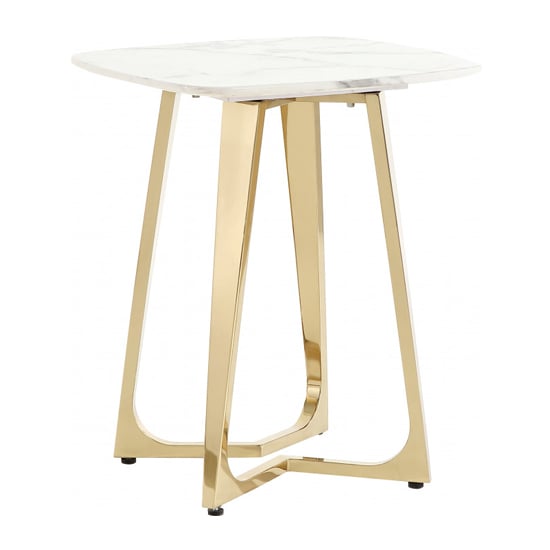 White Marble Side Table With Gold Stainless Steel Legs