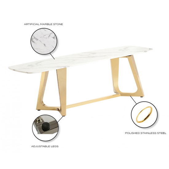 White Marble TV Stand With Gold Stainless Steel Legs Furniture