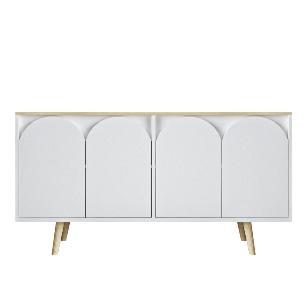 Venezia V2 Wooden Sideboard with 4 Doors in Sapphire Oak and White