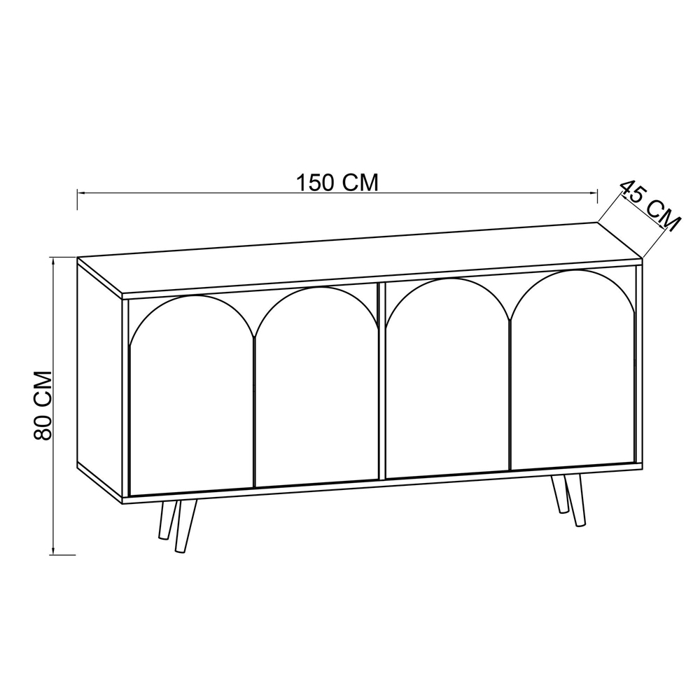 Venezia V2 Wooden Sideboard with 4 Doors in Sapphire Oak and White