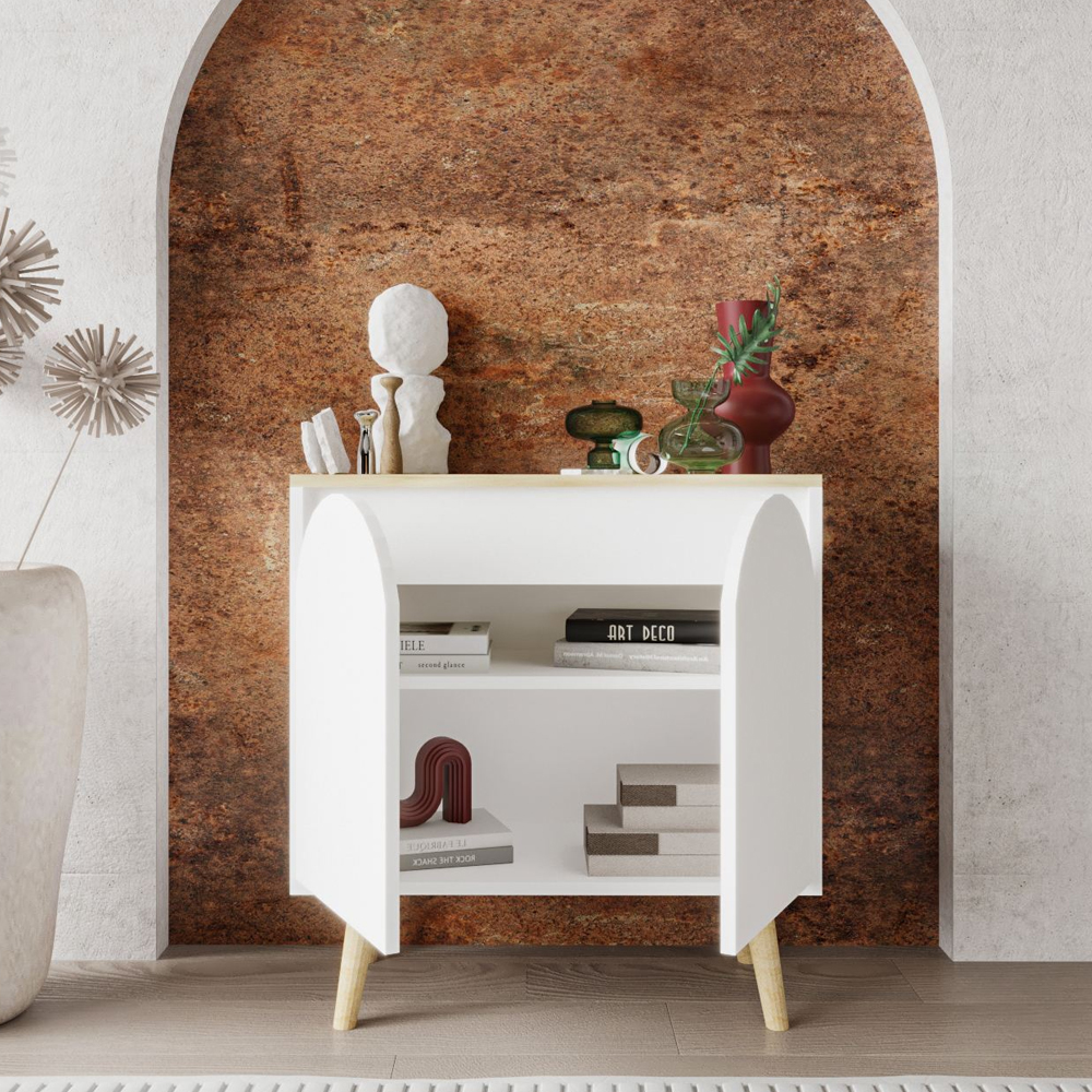 Venezia Wooden Console Table Sapphire Oak and White