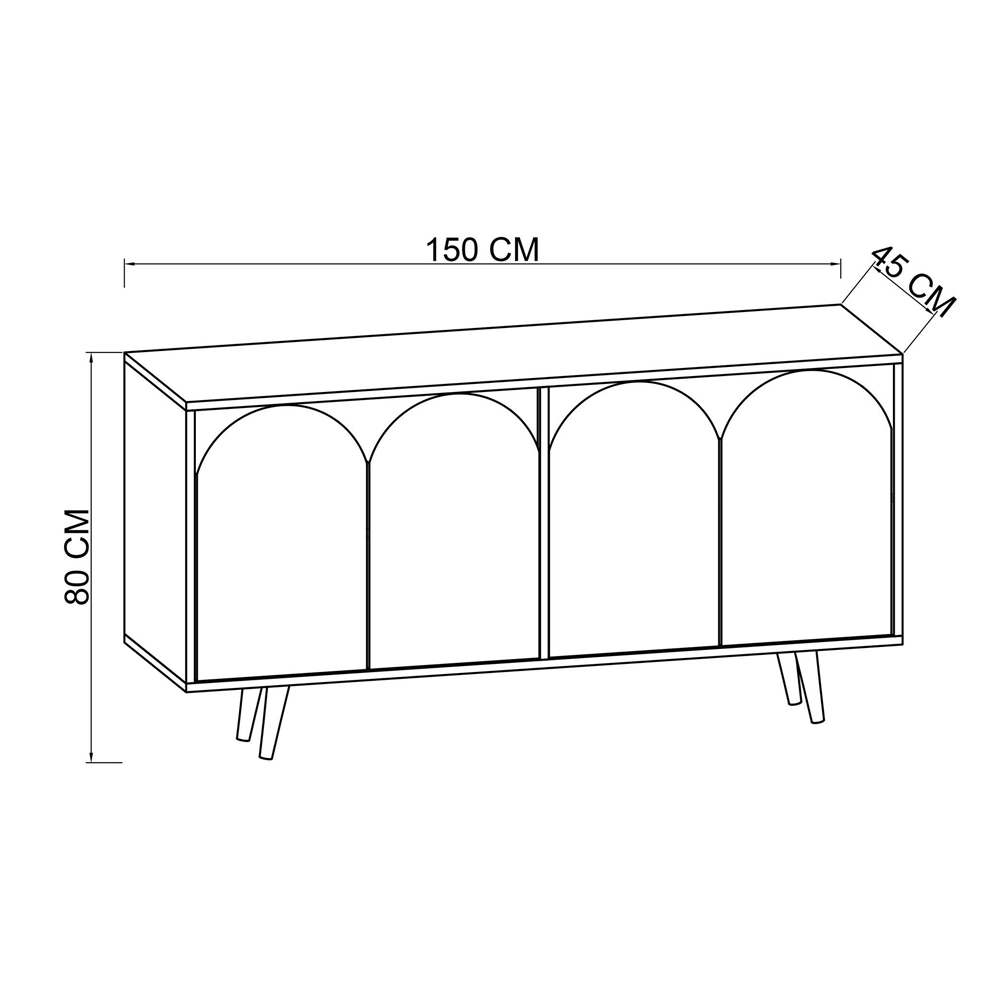 Venezia Wooden Sideboard with 4 Doors in Sapphire Oak and White