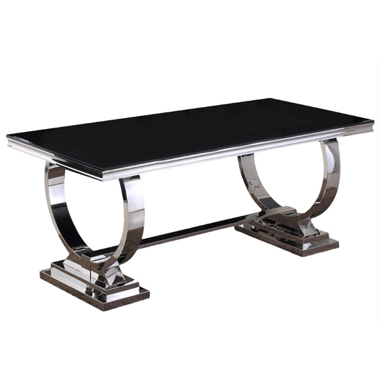 Read more about Venica black glass rectangular dining table with chrome base