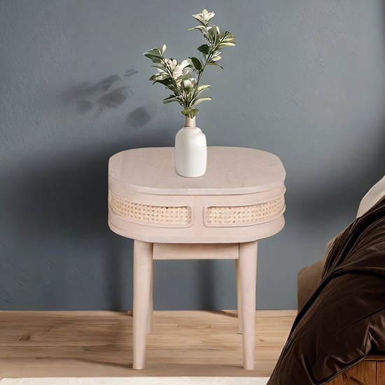 Product photograph of Venice Cane And Mango Wood Bedside Cabinet In Natural from Furniture in Fashion