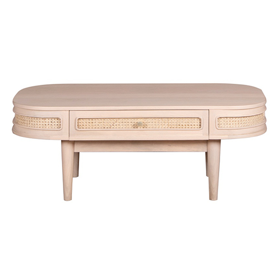 Venice Cane And Mango Wood Coffee Table 1 Drawer In Natural