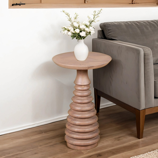 Product photograph of Venice Cane And Mango Wood Side Table In Natural from Furniture in Fashion