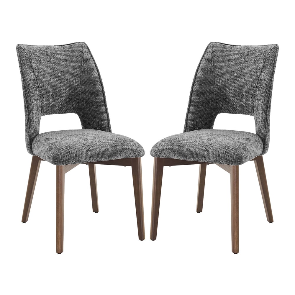 Read more about Venice dark grey fabric dining chairs in pair