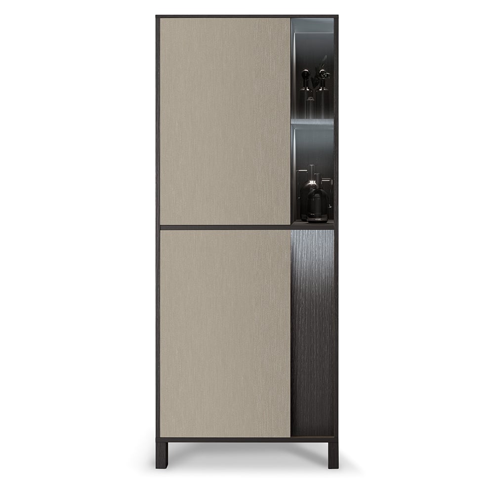 Venice Gloss Display Cabinet Left Hand 1 Door In Champagne LED