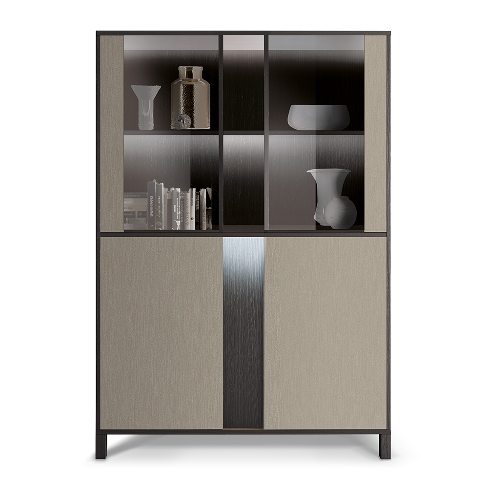 Venice High Gloss Display Cabinet 2 Doors In Champagne And LED