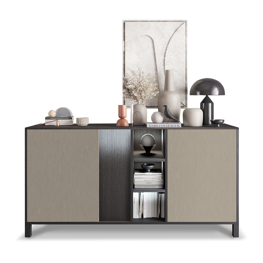 Venice High Gloss Sideboard With 2 Doors In Champagne And LED