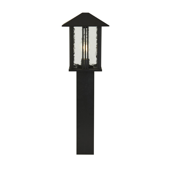 Venice Outdoor Tall Post Light In Black With Water Glass_2