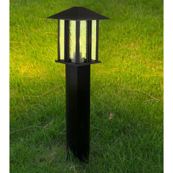 Venice Outdoor Tall Post Light In Black With Water Glass_1