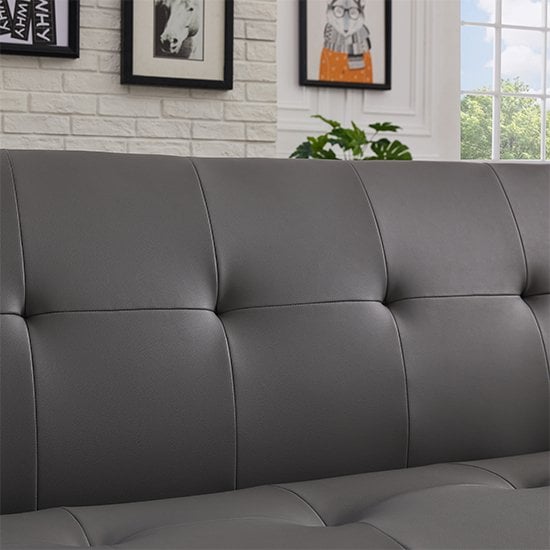 Venice Faux Leather Sofa Bed In Grey With Chrome Metal Legs_4