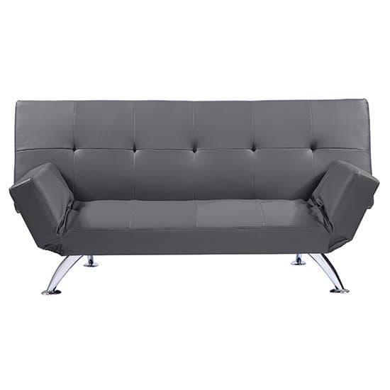 Read more about Venice faux leather sofa bed in grey with chrome metal legs