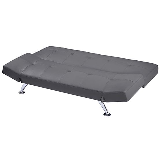 Venice Faux Leather Sofa Bed In Grey With Chrome Metal Legs_2