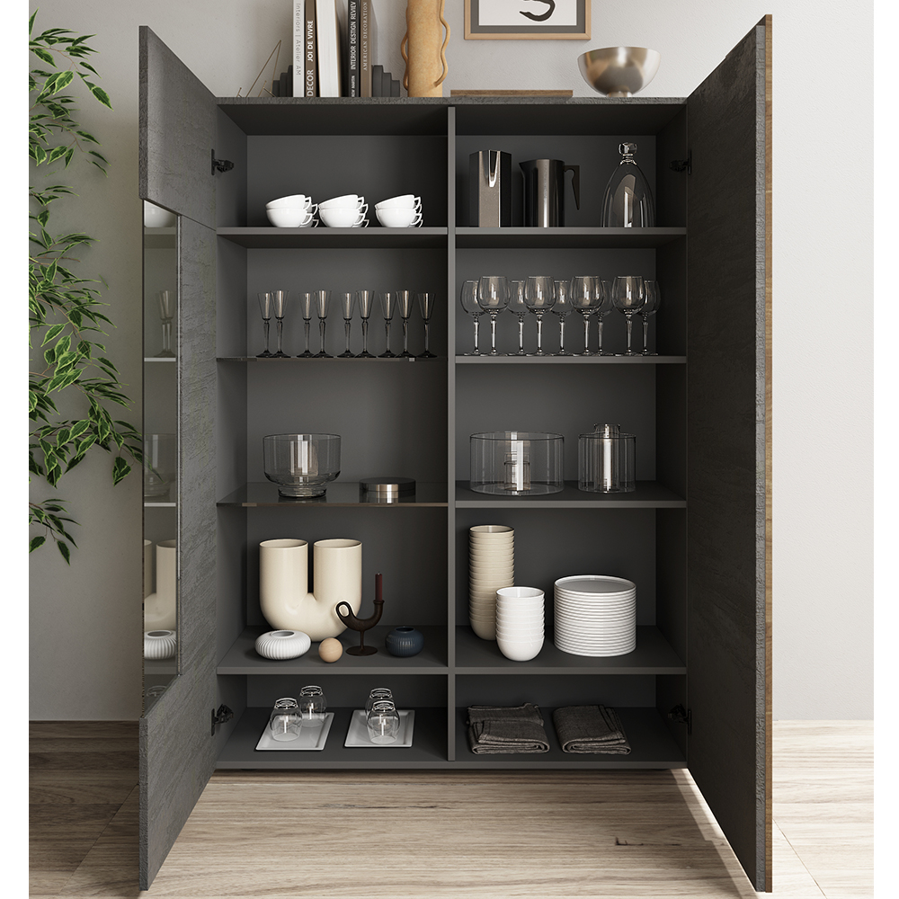 Venice Wooden Display Cabinet 2 Doors In Titan And Mercure