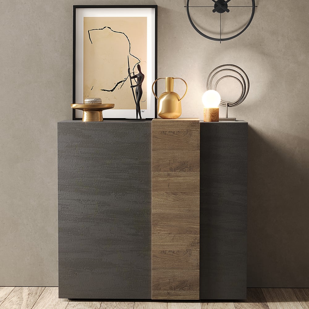 Venice Wooden Highboard 2 Doors In Titan And Mercure
