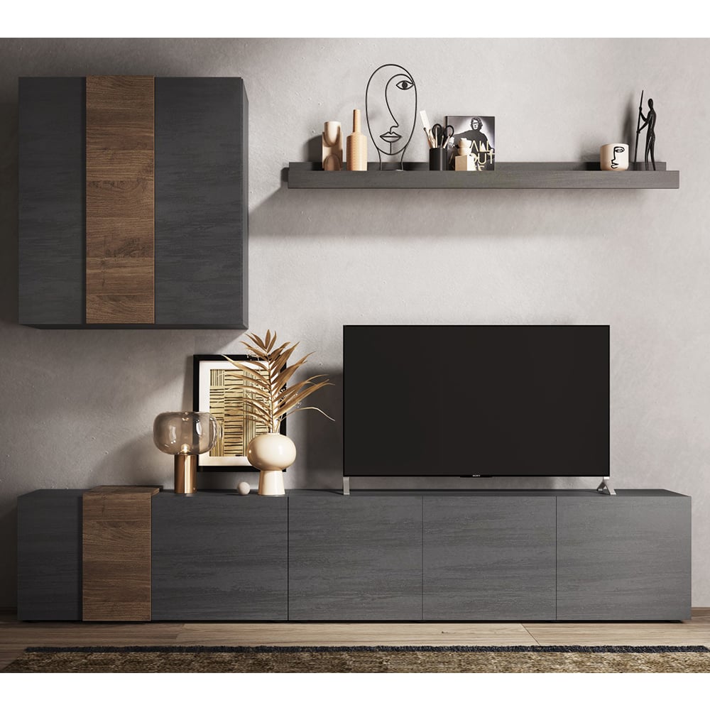 Venice Wooden Living Room Furniture Set In Titan And Mercure