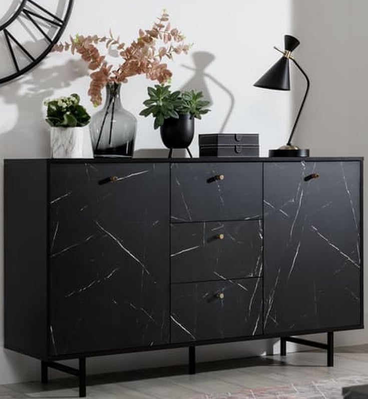 Read more about Venice wooden sideboard 2 door 3 drawer in black marble effect