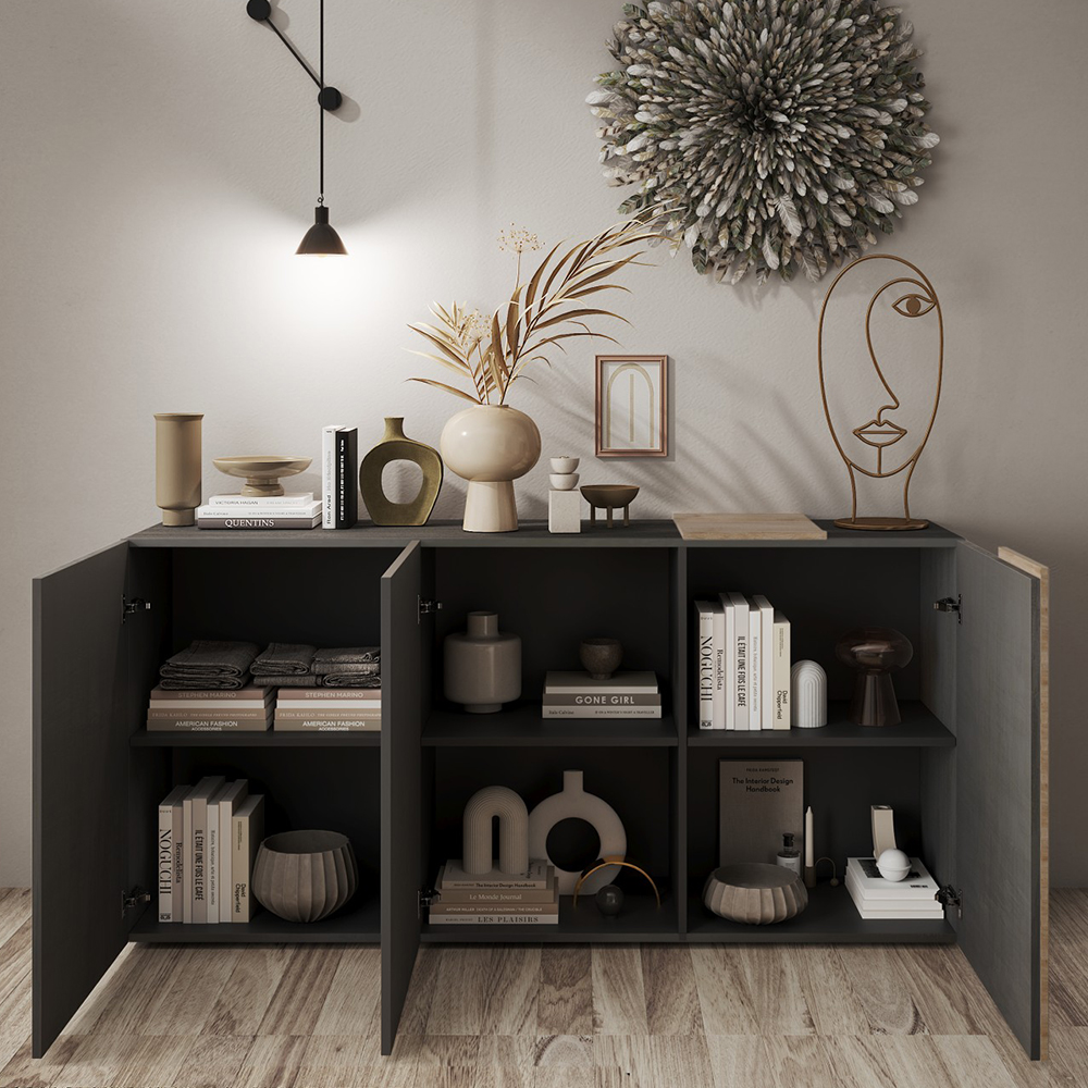 Venice Wooden Sideboard 3 Doors In Titan And Cadiz Oak