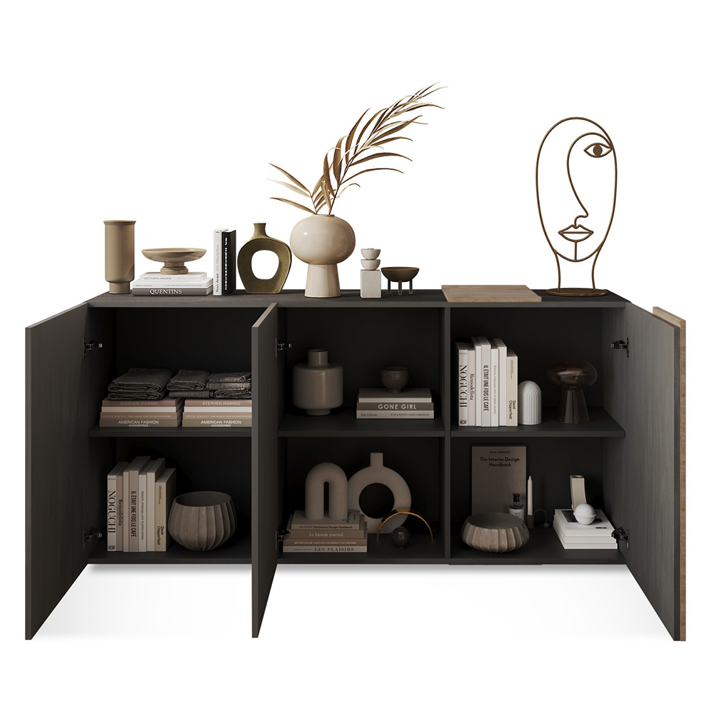 Venice Wooden Sideboard 3 Doors In Titan And Cadiz Oak