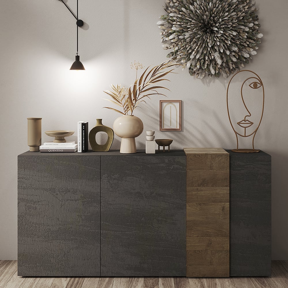 Venice Wooden Sideboard 3 Doors In Titan And Mercure