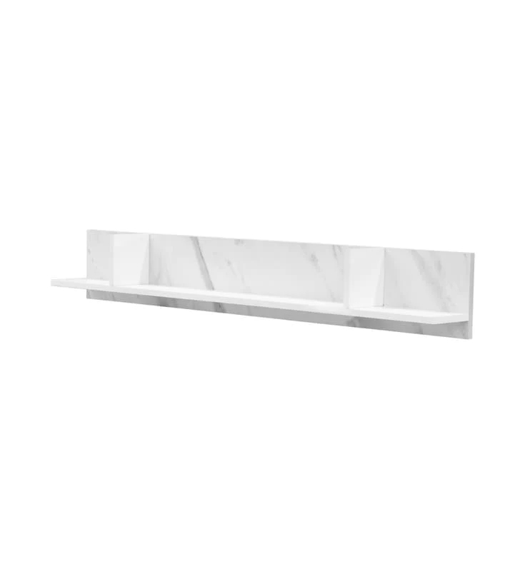 Venice Wooden Wall Shelf In White Marble Effect