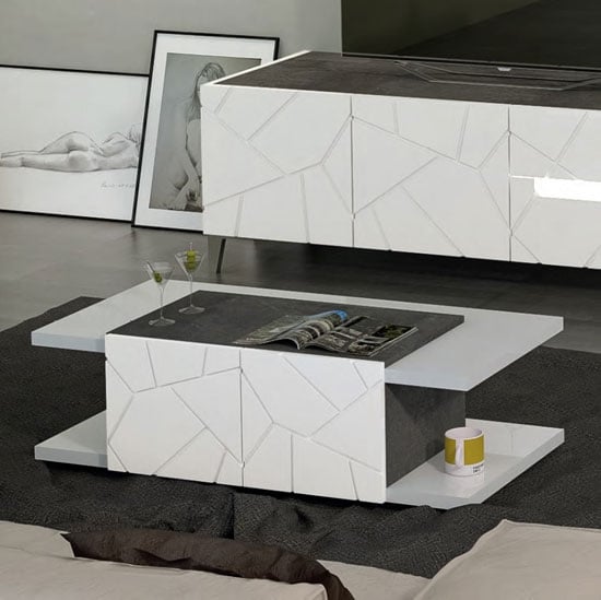 Read more about Venice coffee table in white high gloss and slate effect details