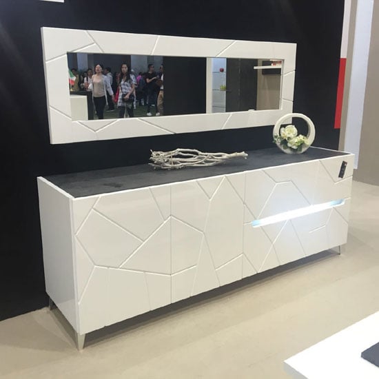 Read more about Venice sideboard with wall mirror in white gloss with lighting