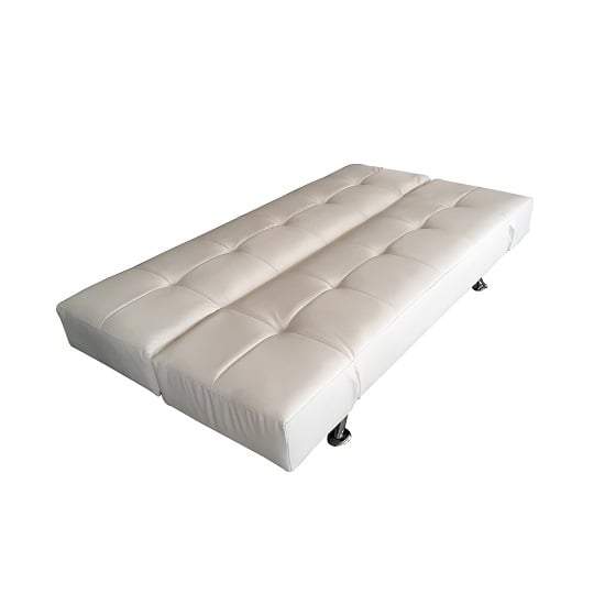 Venice Faux Leather Sofa Bed In White With Chrome Metal Legs_5