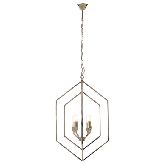 Venik Hexagonal 4 Lights Chandelier Ceiling Light In Nickel