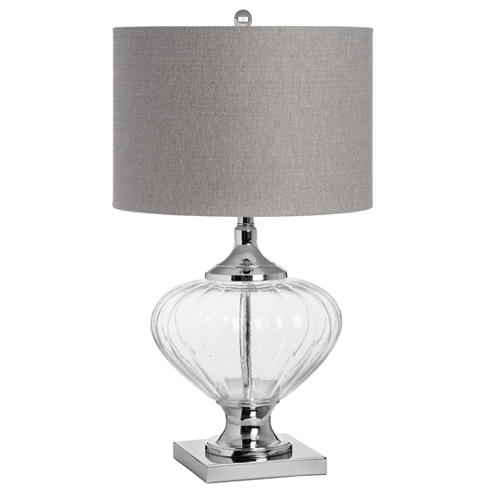 Venin Mirrored Table Lamp In Silver With Grey Shade Furniture in Fashion