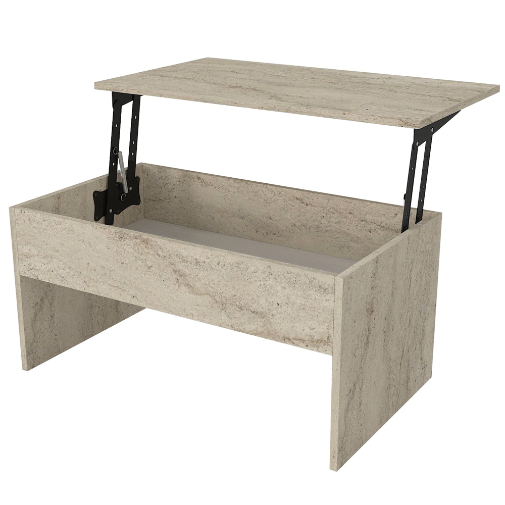 Vensaro Wooden Coffee Table With Storage In Travertine
