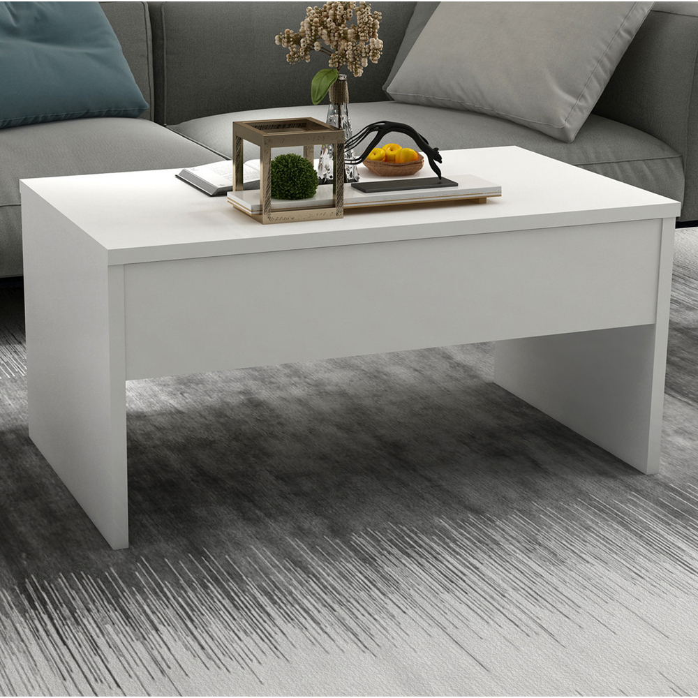 Vensaro Wooden Coffee Table With Storage In White