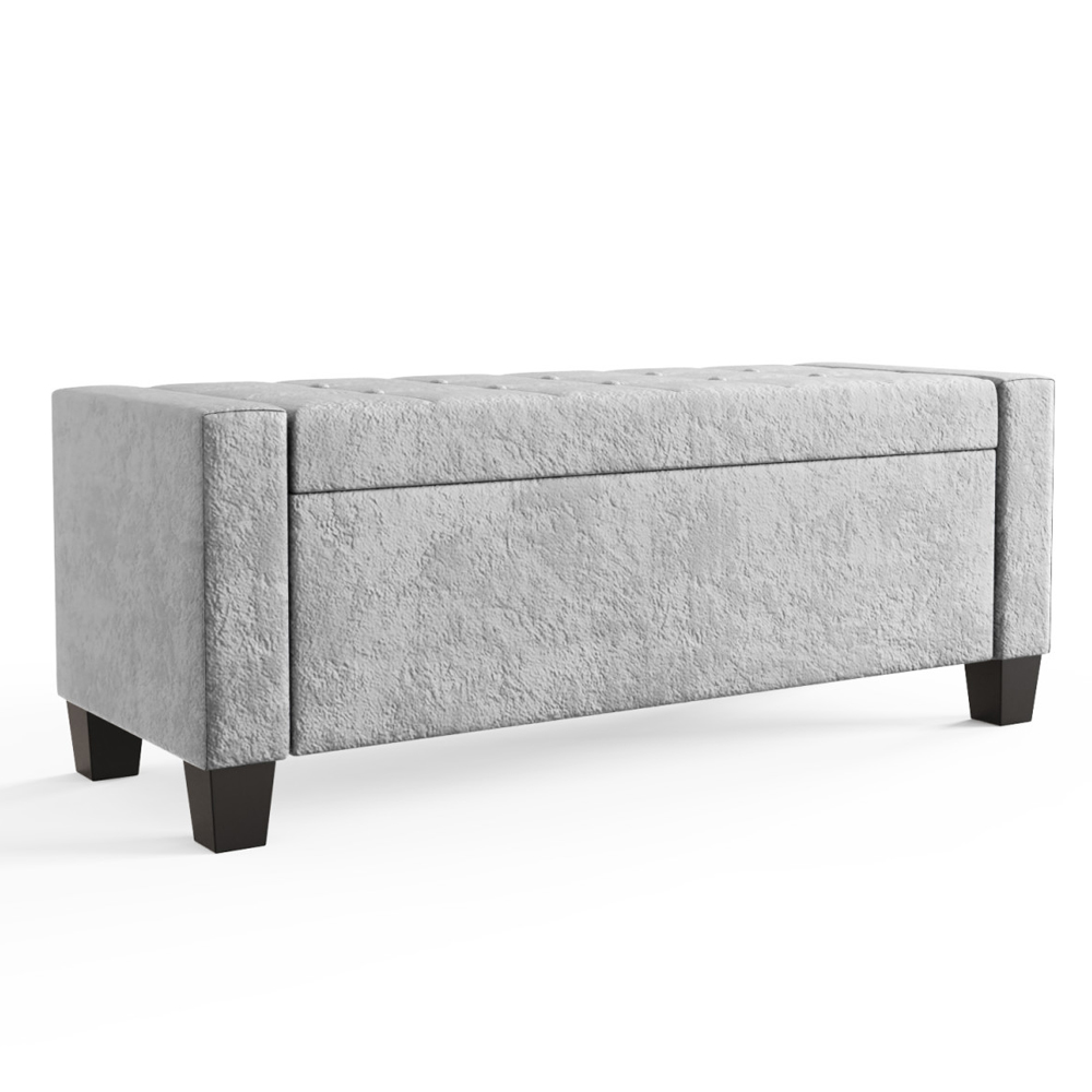 Ventnor Crushed Velvet Storage Ottoman In Grey