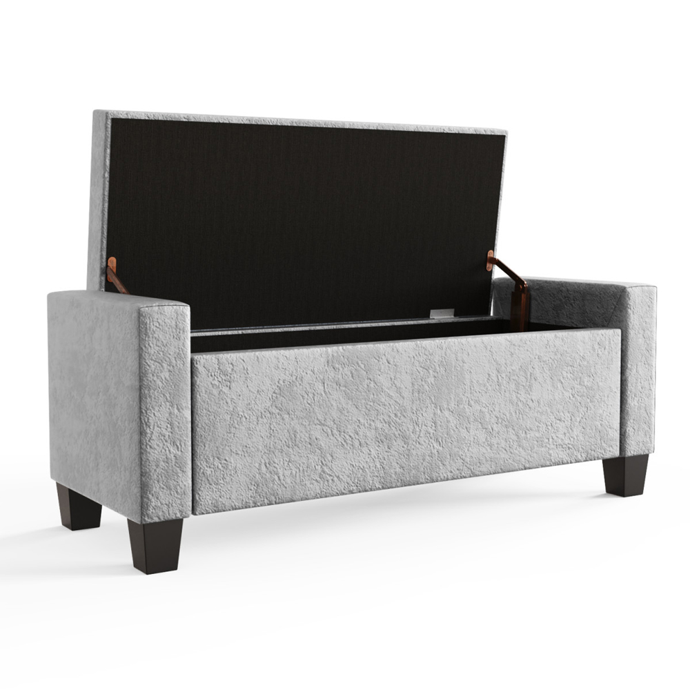 Ventnor Crushed Velvet Storage Ottoman In Grey