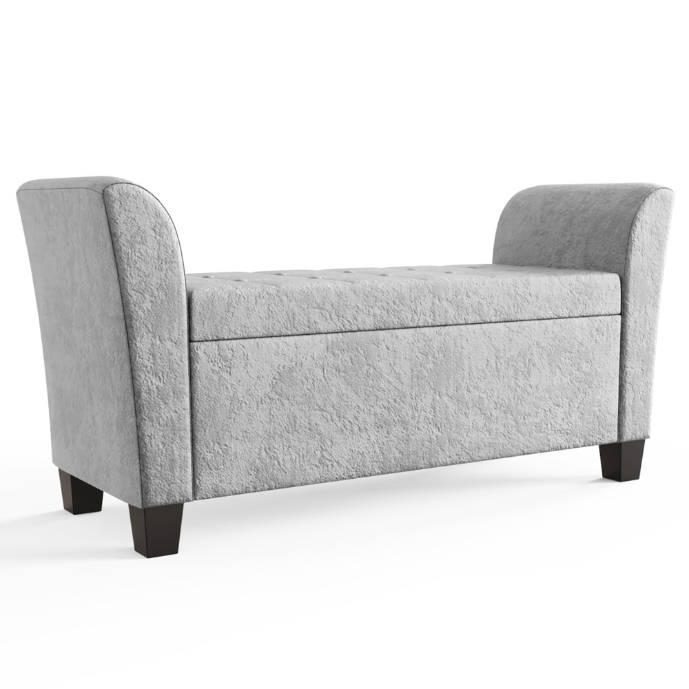 Ventnor Crushed Velvet Storage Seating Ottoman In Grey