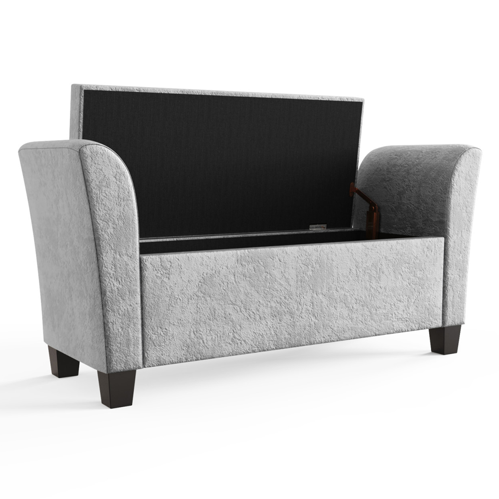 Ventnor Crushed Velvet Storage Seating Ottoman In Grey