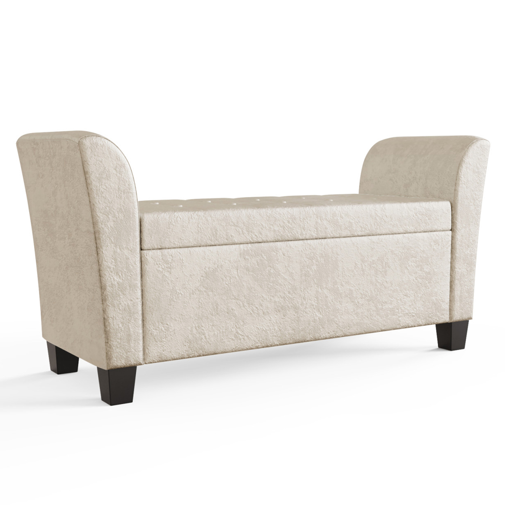 Ventnor Crushed Velvet Storage Seating Ottoman In Oyster
