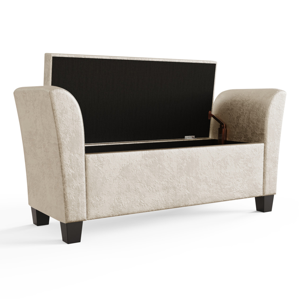 Ventnor Crushed Velvet Storage Seating Ottoman In Oyster